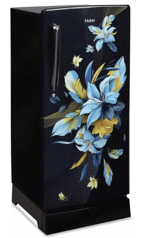 Haier 190 L Direct Cool Single Door 3 Star Refrigerator with Base Drawer  (Black Calla, HRD-2103PKO-P)